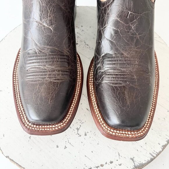 Rod Patrick Mens Cowboy Boots 10AA Antique Mocha Bison Brown Western Blunt Toe - Picture 6 of 11